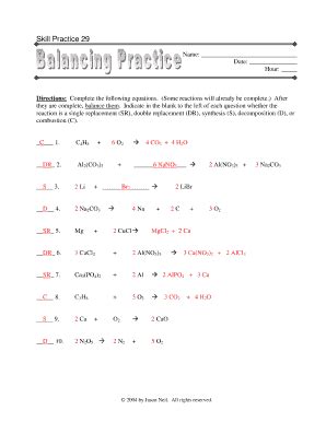 Chemistry Review Activities ScienceGeek net. . Chemquest 29 balancing equations answer key